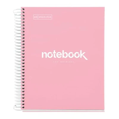 Abbildung von Miquelrius Notizbuch A5 Notebook Emotions, 120 Blatt 90 g/m², Raster 5 x mm, Farbige Streifen, Mikroperforierte Spirale, Extra fester Einband, 2 Löcher, Farbe Rosa