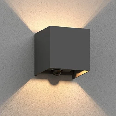 Abbildung von ledscom.de Wandleuchte CUBEL für außen, IP65, Up /Downlight, Bewegungsmelder, anthrazit matt, quadratisch, 1x G9 max. 10W, Außenwandleuchte, and Downlight, Außenleuchte, Wandlampe