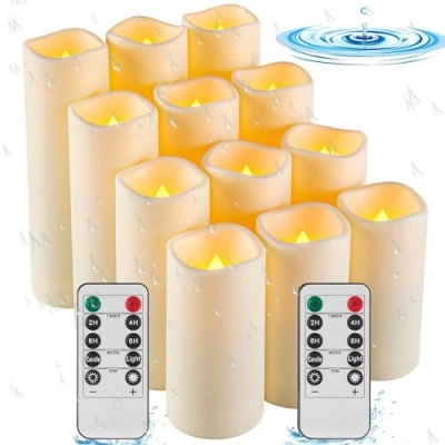 Abbildung von Wasserdichte Kerzen im Freien, flammenlose LED Batteriekerzen, 12PCS hochtemperaturbeständige simulierte Kerzen.