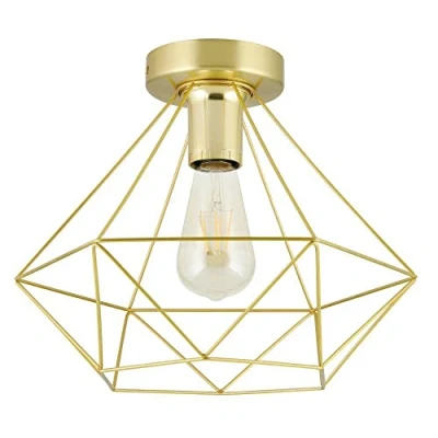 Abbildung von EGLO Deckenlampe Tarbes, 1 flammige Deckenleuchte, Wohnzimmerlampe aus Metall in Messing Gebürstet, Schlafzimmerlampe, Flurlampe Decke mit E27 Fassung