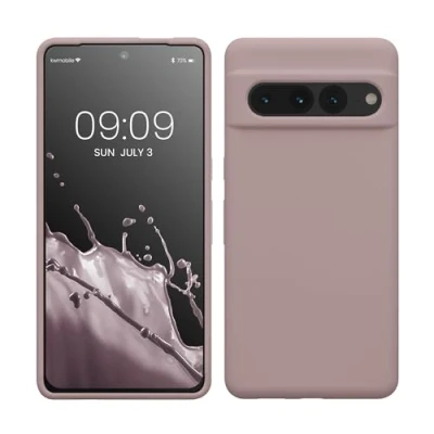 Abbildung von kwmobile Hülle kompatibel mit Google Pixel 7 Pro Silikon Handy Case Handyhülle weiche Oberfläche kabelloses Laden Nude Lilac