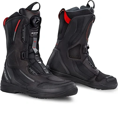 Abbildung von SHIMA STRATO Motorradstiefel Herren und Damen Motorrad Wasserdicht Stiefel Tourenstiefel Schuhe Männer Leder Schwarz (Herren, Vented, 48)