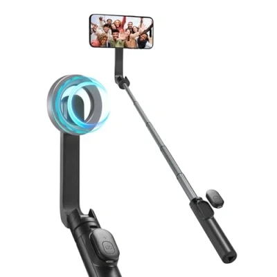 Abbildung von Spigen Magsafe Selfie Stick Stativ Wondersnap MagFit Technologie Bluetooth Fernbedienung Kompatibel mit iPhone 16/15 Pro Max, Samsung Galaxy S24/S23 Schwarz