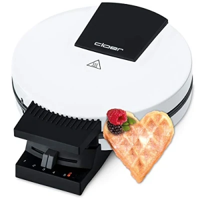 Abbildung von Cloer 120 Waffeleisen für klassische Waffeln im XXL Format, Waffelgröße 19,5 cm, 1200 Watt, Backampel, Stahl, Weiß