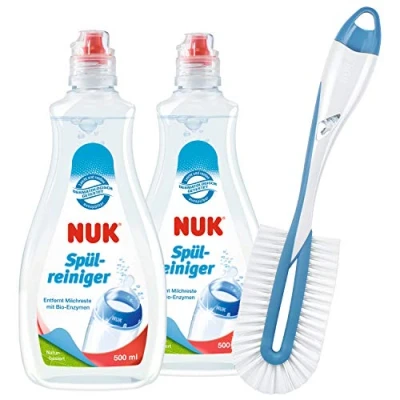 Abbildung von NUK Spülreiniger &amp; Flaschenbürste für Babyflaschen 2 x 1 Bürste Flasche 500 ml Ideal die Reinigung von Babyflaschen, Saugern mehr Parfümfrei pH neutral