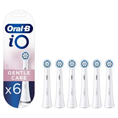 Abbildung von Oral B iO sanfte Reinigung Aufsteckbürsten für elektrische Zahnbürste, 6 Stück, Zahnreinigung mit Technologie, Zahnbürstenaufsatz Zahnbürsten, briefkastenfähige Verpackung, Weiß