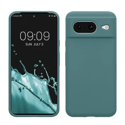 Abbildung von kwmobile Hülle kompatibel mit Google Pixel 8 Silikon Handy Case Handyhülle weiche Oberfläche kabelloses Laden Arctic Night