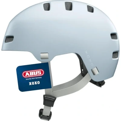 Abbildung von ABUS Fahrradhelm XOXO Cityhelm im Skater Look Helm für Skateboard, Fahrrad, Scooter mit optimiertem Kinnpolster Jugendliche und Erwachsene Größe M, Blau