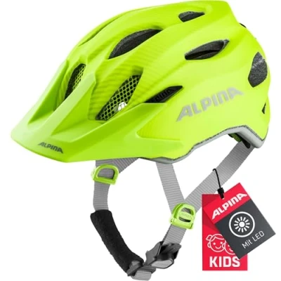 Abbildung von ALPINA CARAPAX JR. FLASH Beleuchteter, Leichter und Sicherer LED Fahrradhelm Mit Fliegennetz Für Kinder, be visible matt, 51 56 cm