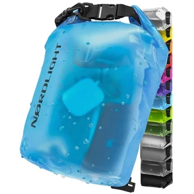 Abbildung von Nordlight Dry Bag 2L Wasserdichter Beutel (Blau) Packsack Mit Roll Top Verschluss Und Schultergurt Schwimmen, Baden, Strand, Kanu, Stand Up Paddling, Tauchen