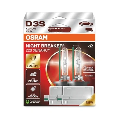 Abbildung von OSRAM XENARC NIGHT BREAKER 220, D3S, +220% mehr Helligkeit, Xenon Scheinwerferlampe, 66340XN2 2HB, Faltschachtel (2 Lampen)