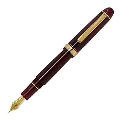 Abbildung von PLATINUM Japanischer Füllfederhalter #3776 Century Gold Trim Bourgogne M/Rot/ 0,34 0,44 mm/Handgefertigt/Feder aus 14 Karätigem Gold/mit Geschenkbox/Füllhalter, PNB15000 71M, Red