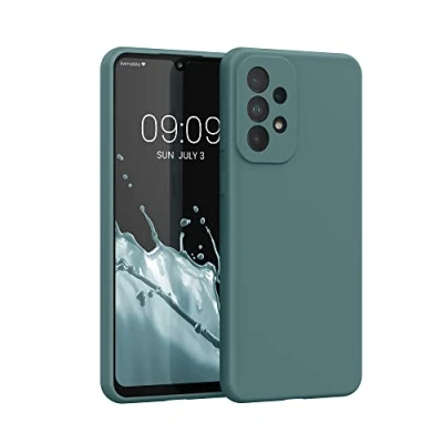 Abbildung von kwmobile Hülle kompatibel mit Samsung Galaxy A33 5G Silikon Handy Case Handyhülle weiche Oberfläche kabelloses Laden Arctic Night