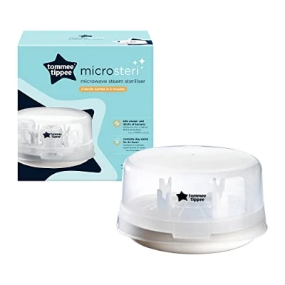 Abbildung von Tommee Tippee Dampfsterilisator für Babyfläschchen und Zubehör, tötet Viren†† 99,9% aller Bakterien ab, 4 Minuten Sterilisierungszyklus