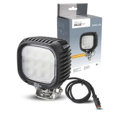 Abbildung von HELLA VALUEFIT 1GA 357 109 002 LED Arbeitsscheinwerfer S3000 12/24/48V 3000lm geschraubt/Anbau schwenkbarer Montagebügel Nahfeldausleuchtung Kabel: 800mm Stecker: DEUTSCH Stecker