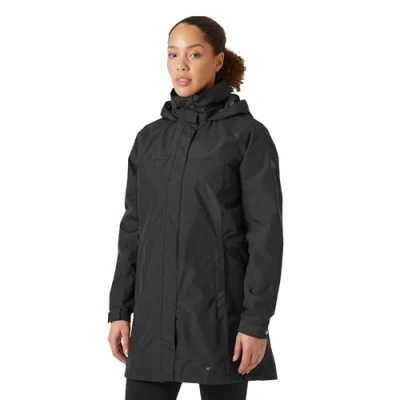 Abbildung von Helly Hansen Damen Standard Aden wasserdichte atmungsaktive lange Regenjacke mit Kapuze, Schwarz, Größe 5XL
