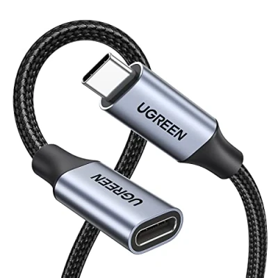 Abbildung von UGREEN USB C Verlängerung 10 Gbps 3.2, Verlängerungskabel 100W/4K 60Hz kompatibel mit iPhone 16/15, M3 MacBook Pro/Air, iPad Air 2024, Galaxy S24 Ultra Switch Konsolen usw. (Grau, 0.5m)