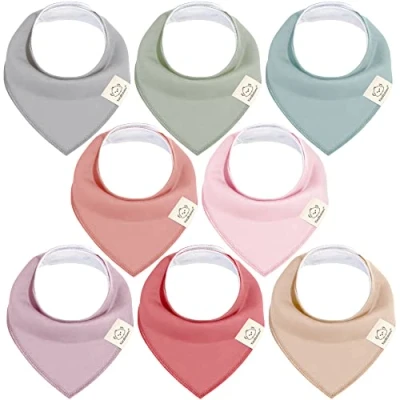 Abbildung von 8 Stück Dreieckstuch Baby Junge, Mädchen Unisex Bandana Lätzchen Baby, Super Absorbierende Halstuch Baby,Bio Baumwolle Lätzchen,Halstücher für Säuglinge,Sabberlätzchen (Muted Pastel)