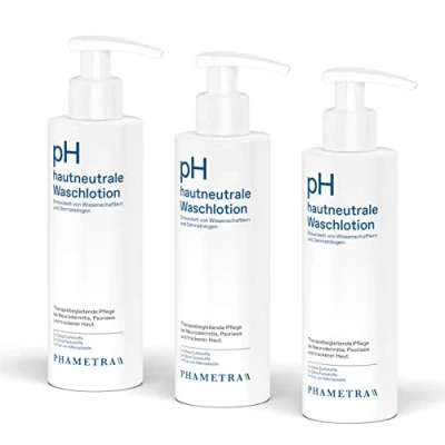 Abbildung von Phametra pH hautneutrale Waschlotion Medizinische Hautpflege Milde Reinigung für empfindliche Haut ohne Duft und Farbstoffe Wert 5,5 frei von Mikroplastik 3 x 200ml