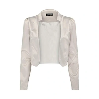 Abbildung von Bolerose formal Satin Langen Ärmel Bolero Jacke (Silber, M)