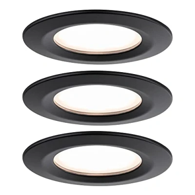 Abbildung von Paulmann 93081 Nova Plus LED Einbauleuchte inkl. Coin Basisset starr IP44 rund 78mm 3x6W 230V dimmbar 2700K Schwarz matt Spot Einbaustrahler