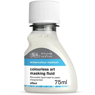 Abbildung von Winsor &amp; Newton 2621761 Aquarell farbloser Maskiergummi flüssig, abziehbares Rubbelkrepp für präzise und kantenscharfe Linienführung inmitten fließender Aquarellfarbe, 75ml Flasche