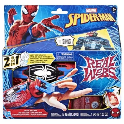 Abbildung von Spider Man Marvel Real Webs Super Web Blaster, 2 in 1 Rollenspielzeug, Kostüm, Spielzeug, Rot und Blau