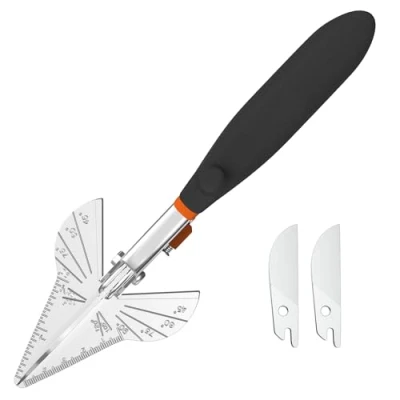 Abbildung von GARTOL Mehrwinkel Gehrungsschere, multifunktionale Kanalschere für Materialien wie Holz und Kunststoffplatten, verstellbar von 45 bis 120 Grad, mit 2 Ersatz Klingen SK5