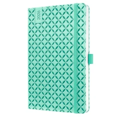 Abbildung von SIGEL J6127 Wochenkalender 2026 A5 mintgrün, Hardcover, Gummiband, Stiftschlaufe, Einstecktasche, 174 Seiten, vegan, Buchkalender, Terminplaner Taschenkalender Jolie