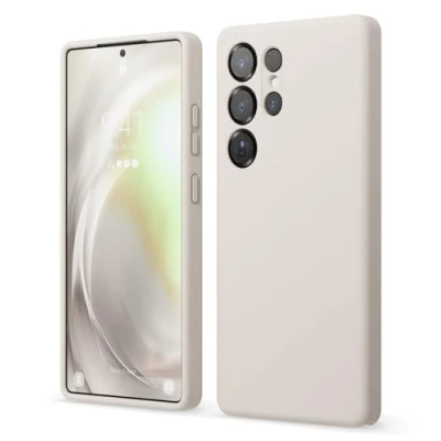 Abbildung von elago Kompatibel mit Samsung Galaxy S25 Ultra Hülle, Flüssige Silikonhülle, Vollständige Schutzabdeckung, Stoßfest, Schlanke Handyhülle, Kratzfeste Weiche Mikrofaser Auskleidung, 6,8 Zoll (Taupe)