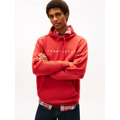 Abbildung von Tommy Jeans Linear LOGO Hoodie Kapuzenpullover, Herren, Größe: 48, Terracotta red