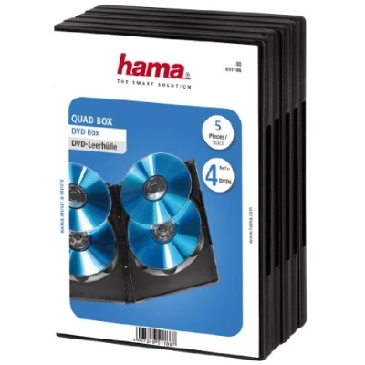 Abbildung von Hama DVD Hülle für 4 DVDs (auch passend CDs und Blu rays, mit Folie zum Einstecken des Covers)5er Pack, schwarz
