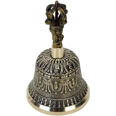Abbildung von Zap Impex Tibetische Handglocke Meditation &amp; Gebetsglocken Dorje Vajra Buddhistische Glocke 4 Zoll