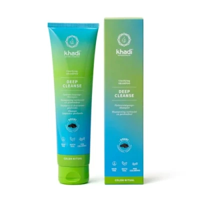 Abbildung von khadi DEEP CLEANSE Ayurvedisches Clarifying Shampoo I 150ml Intensiv klärende Tiefenreinigung von Haar &amp; Kopfhaut 100% natürlich, silikon sulfat frei Zertifizierte Naturkosmetik