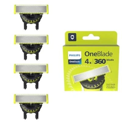 Abbildung von Philips OneBlade 360 Klingen 4x Ersatzklingen, Trimmen und Rasieren im Gesicht am Körper, QP440/50