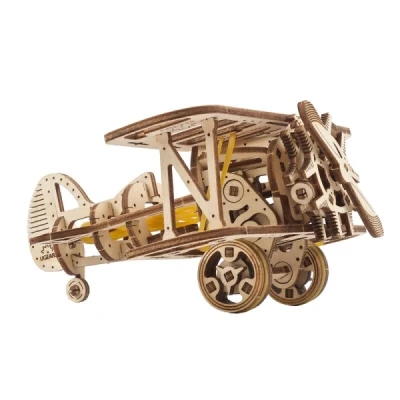 Abbildung von UGEARS Mini Biplane 3D Wooden Puzzle Mechanical Model Airplane Kit for Adults Jigsaw Aircraft Toy with Rubber Band Motor DIY Brain Teaser Puzzles Construction Set Kids…