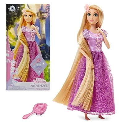 Abbildung von Disney Store Offizielle Rapunzel Puppe für Kinder, Neu verföhnt, 29 cm, vollbewegliche im Glitzerkleid mit ausgearbeiteter Haarbürste, geeignet ab 3 Jahren