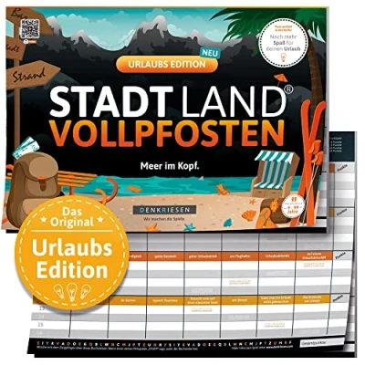 Abbildung von DENKRIESEN Stadt Land Vollpfosten® A4 Urlaubs Edition Ab 9 Jahren Fluss Familienspiel