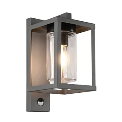 Abbildung von Trio Leuchten Außen Wandleuchte Lunga 212069142, Aluminium Druckguss, Glas, exkl. 1x E27, Bewegungssensor, Anthrazit