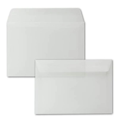 Abbildung von 25x Briefumschläge DIN C5 Transparent Weiß 16,2 x 22,9 cm Haftklebung durchsichtige Kuverts für große Einladungen und Karten zum Geburtstag oder Hochzeit