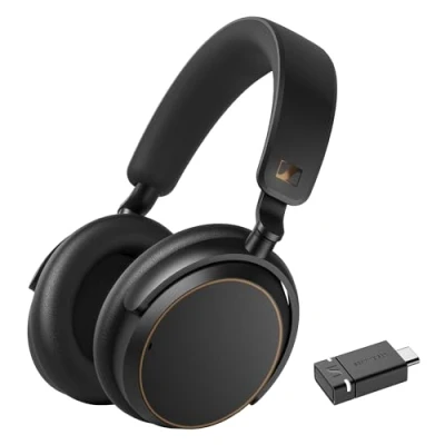 Abbildung von Sennheiser ACCENTUM Special Edition Bluetooth Kopfhörer und BTD 600 Dongle 50 Stunden Akkulaufzeit, hybride ANC Technologie, mit USB A /USB C Adapter Schwarz/Kupfer
