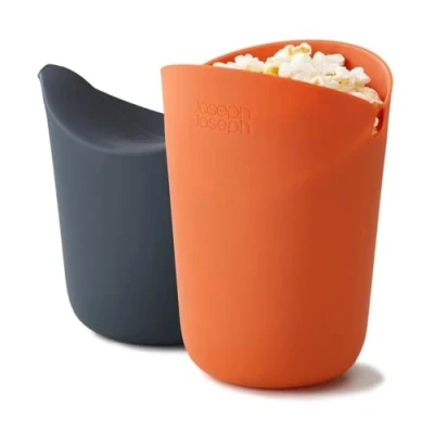 Abbildung von Joseph M Cuisine Set mit 2 Silikon Mikrowellen Popcornkegeln Orange/Grau