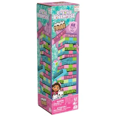 Abbildung von Spin Master Games Gabby&#039;s Dollhouse Wackelturm Stapelspiel zur beliebten Serie auf Netflix, für Kinder ab 4 Jahren