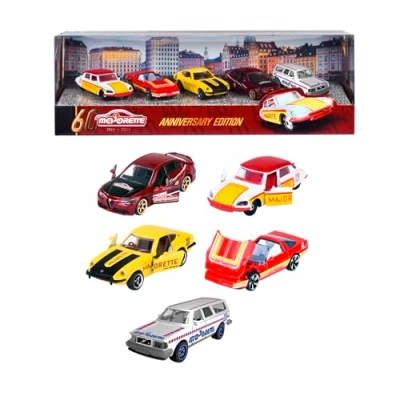 Abbildung von Majorette Geschenk Set 60 Jahre (5 Modellautos) 5 Premium Spielzeugautos aus Metall mit 2 exklusiven Auto Modellen, je 7,5 cm, für Kinder ab 3