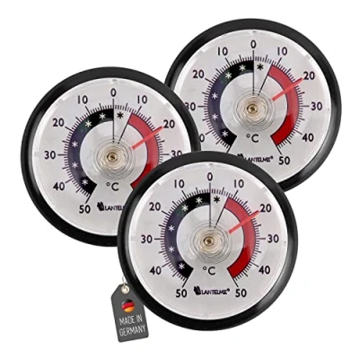 Abbildung von Lantelme 3 Stück Kühlschrankthermometer Set selbstklebend Thermometer auch für Gefrierschrank Eisfach Kühltheke Kühlzelle Kühlfach Kühlschrank zum ankleben Bimetall und Analog (Schwarz)