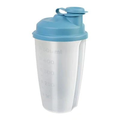 Abbildung von Westmark Mix und Schüttelbecher/Dressingshaker mit Messskala, herausnehmbarer Mixscheibe verschließbarem Ausgießer, Fassungsvermögen: 0,5l, Kunststoff, BPA frei, Farbe: Transluzent/Blau, 2435227B