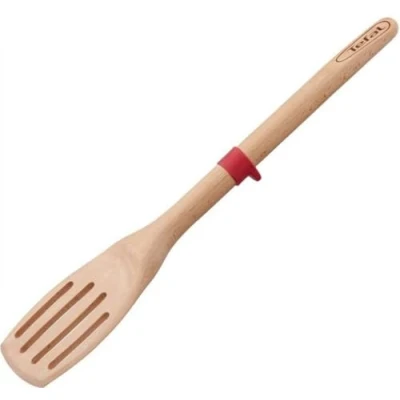 Abbildung von Tefal Ingenio K23033 Holz Bratwender mit Schlitzen Buchenholz/Silikon Rutschfester Sicherheitsring aus Silikon Farbe: Brauno38.5 x 9.2 2.7 cm