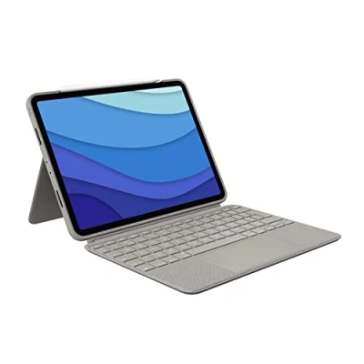 Abbildung von Logitech Combo Touch Tastatur Case für iPad Pro 12,9 Zoll (5. und 6. Generation 2021, 2022) Abnehmbare mit, Stellhalterung, überall klickbarem Trackpad, Smart Connector, Deutsches QWERTZ Layout, Grau