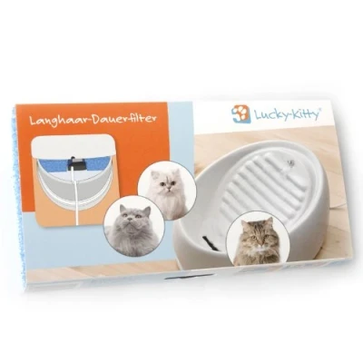 Abbildung von Lucky Kitty Langhaar Dauerfilter, Made in Germany mit Ökotex 100 Zertifizierung für geprüfte Schadstoff Freiheit.