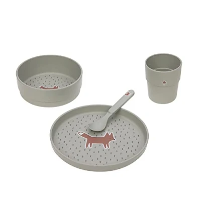 Abbildung von LÄSSIG Kindergeschirr Set (Teller, Becher, Schälchen, Löffel) ohne , BPA frei, für Spülmaschine und Mikrowelle/Dish Little Forest Fox